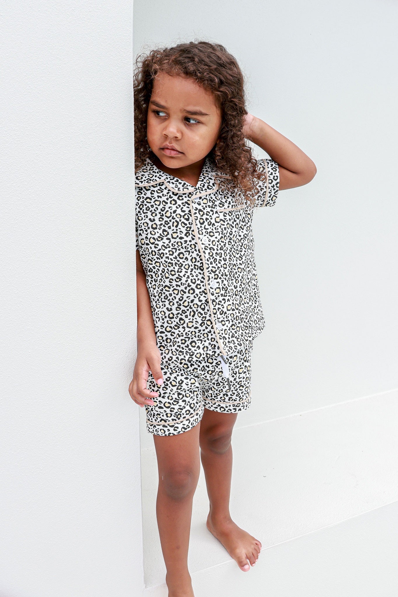 Toddler girl wearing leopard print pyjama sets pj's pajamas